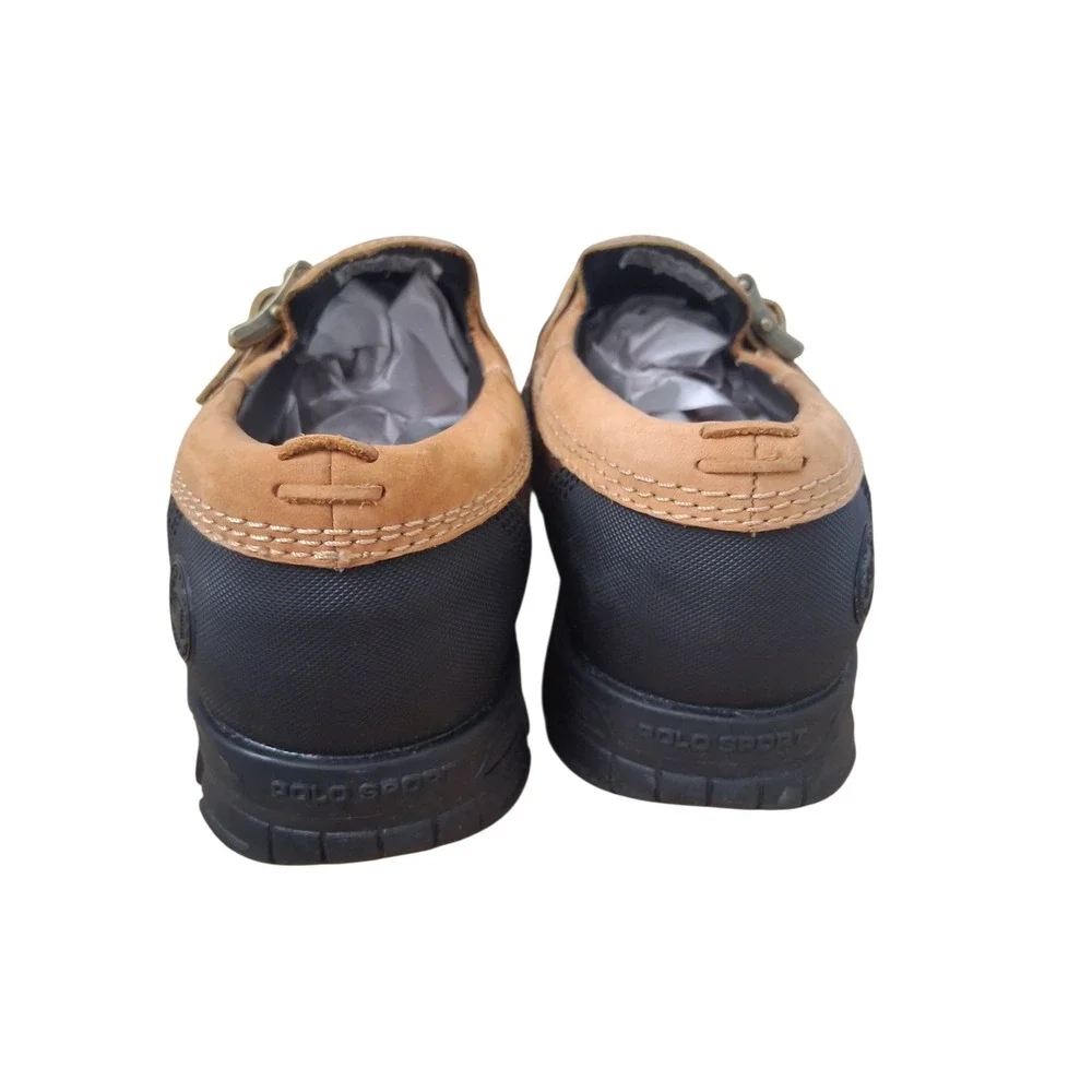 Ralph Lauren Polo Mens size‎ 9.5 Leather Chunky Lug Slip-On Comfort Preppy Shoes